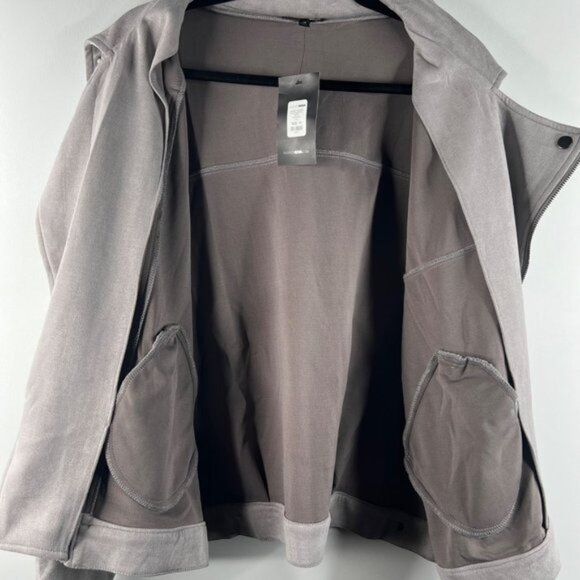 Fashion Nova Women's Nothing's Impossible Faux Suede Moto Jacket Size 1X Grey - Picture 6 of 11